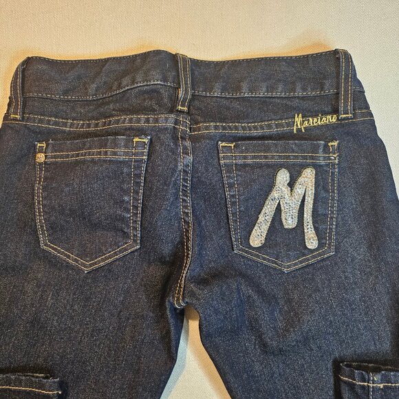 Marciano Gold Embroidered Dark Wash Crop Jeans - Size 24 - Picture 6 of 7
